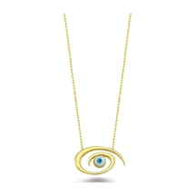 Oval Model Zirkon Taşlı Göz Kolye (498188702)