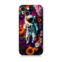Apple Uyumlu iPhone 15 Silikon Kılıf Astronot Ve Çiçekler
