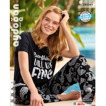 Aydoğan Homewear -everything Will Be Fine- Yazılı Viskos Yazlık P Siyah