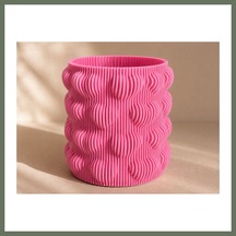 Bezos 3d Baskı Kalpli Dekoratif Vazo - Modern Çiçeklik Ve Masaüstü Süsü-pembe Bezos1