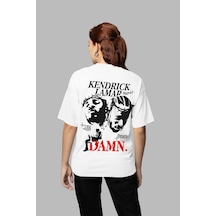 Sevbano Kendrick Lamar Damn Yazılı Unisex Oversize Rapper Tişört Beyaz