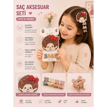5'li Set Sevimli Karakter Figürlü Büyük Klips Ve Mini Mandal Kız Çocuk Toka F