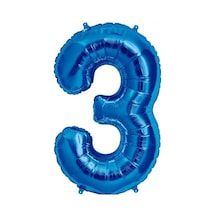 3 Rakam Mavi Folyo Balon 40 İnç 100 Cm