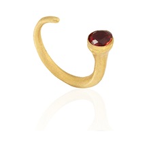 Kadir Jewellery 22 Ayar Altın Kaplama Zirkon Taşlı Ayarlanabilir Kadın Minimal Yüzük Kırmızı