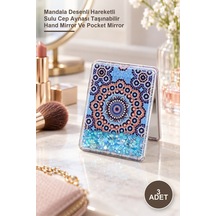 3 Adet El Aynası Mandala Desenli Hareketli Sulu Cep Aynası Taşınabilir Hand Mirror Ve Pocket Mirror Sarı