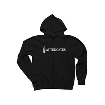 At The Gates Logo Siyah Fermuarlı Kapşonlu Sweatshirt Siyah