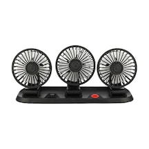 Powermaster Üç Başlıklı Araç Fanı Oto Fan Vantilatör 12 Volt Dc Usb Girişli Masaüstü 2 Li Plastik Ev-ofis-araç Fanı