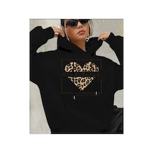 Herkesemoda Free Spırıt Yazı Detaylı Kapüşonlu Sweatshırt Siyah Siyah