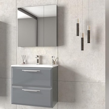 Orka Nuvola 65 Cm Mdf Parlak Gri Banyo Dolabı Takımı Gri