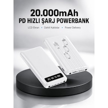 Led Işıklı 20.000mah Powerbank Lcd Gösterge Dahili Çoklu Kablo Yeni Nesil Çok Renkli 16004033