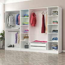 Minar Kale 6 Bölmeli 2 Çekmeceli Giyinme Dolabı Beyaz 190cm Beyaz