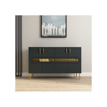 Karsu 120 Cm Konsol, Tv Ünitesi, Çok Amaçlı Dolap Antrasit-altın Antrasit-altın