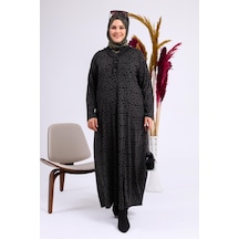 Kadin Gunluk Elbise Tesettur Leopar Desenli Buyuk Beden Elbise 001