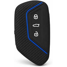 Autohan Keys Golf 8 2021+ Caddy 2021+ Tiguan 2024 Cupra Formenter Leon Petek Desenli Anahtar Kılıfı Siyah Mavi