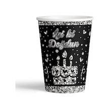 2 Paket 8 Oz Karton Bardak Silver İyi Ki Doğdun 8'li - Parti Bardağı Diğer