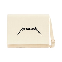 Metallica Classic Logo Krem Kanvas Postacı Çantası