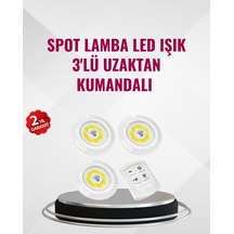 3 Lü Pilli Kablosuz Led Spot Lamba Seti Kumandalı Kolay Montaj Aydınlatma Çr