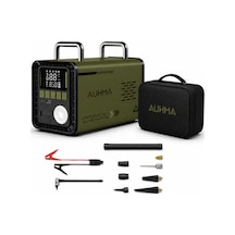 Auhma A8833 Haki 16.000 Mah 5'i 1 Arada Akü Takviye Cihazı Şarjlı Hava Kompresörü Powerbank Vakum Üfleme Dijital Fener