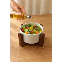Ahşap Standlı Bowl Kase Çerezlik Sunumluk Salata Tabağı Sosluk Tek Kişilik Salata Kasesi 12 Cm