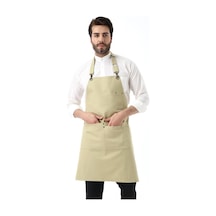 Barista Boyundan Askılı Önlük Çift Cepli - Bej-12183 Bej