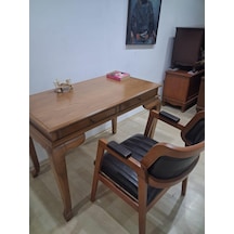 Çalışma Masa Klasik Alt St 90630 Dilimli Sandalye Lüks Klasik Ceviz Renk Model Kahverengi