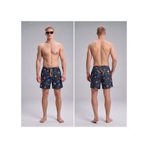 Wild Wood Garment Wild Wood Summer Surf Palmiye Desenli Hızlı Kuruyan Erkek Deniz Şortu Çok Renkli - Antrasit