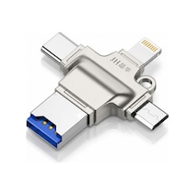 4ü 1 Arada Tf Kart Okuyucu, Type-c Lightning Micro Usb Usb 3.0 Bağlantılı Otg Adaptör, 5gbps Hızlı Veri Aktarımı, Telefon Tablet Pc Uyumlu, Metal Gövde D509