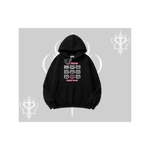 Tarzsokak My Mood Right Now Yazılı Sevimli Kedi Kapşonlu Sweatshirt Siyah