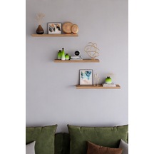 Minimal 3'lü Duvar Rafı Seti Dekoratif Raf 50x15 Cm Atlantik Çam