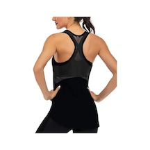 Ghassy Co. Kadın Racerback Sırt Açık Yarı Fileli Antrenman Yoga Koşu Spor Atlet Tank Tops 1780 001 Siyah