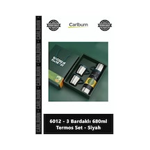 Özel Üretim Çelik Vakumlu Isı Yalıtımlı Sızdırmaz Modern 6012 3 Bardaklı 680ml Termos Set Siyah Diğer