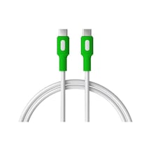 Coral Type C-c Power Delivery Hızlı Şarj Kablosu, Beyaz Kablo, Beyaz/yeşil Uçlar 150 Cm Diğer