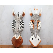 Ahşap Duvara Asmalı Maske Zebra Çok Renkli