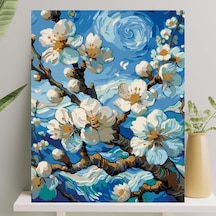 Sayılarla Boyama Tuval Seti Fırça Boya Dahil Çıtalı 40x50 Cm - Bahar Dalı Çok Renkli