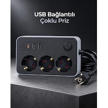 Çalışma Alanlarına Uygun Anahtarlı Usb Ve Type C Şarj Çıkışlı Kablolu Çoklu Priz 1