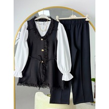 Lovie Moda Vera Dantel Detaylı Bağlamalı İkili Takım Siyah