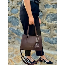 Just Polo Kadın Orijinal Just Polo Yumuşak Deri Ayarlanabilir Askılı Lüks El & Omuz Çantası Shoulder Bag Kahverengi