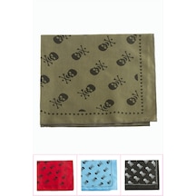 Zero Land Kuru - 58 - Kafa Desenli Keten Bandana - Ilkestor - 50x50 Ebruli Çok Renkli
