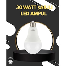 Mey İthalat Acil Durumlar İçin Şarjlı Led Ampul 6400k Soğuk Beyaz 30 Watt