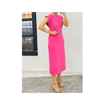 Genel Markalar T Kol Ottomat Kumaş Elbise-pembe - S Pembe Pembe