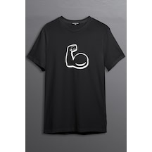 Noıssey -wed Biceps King Tasarım Baskılı Spor T-shirt Siyah