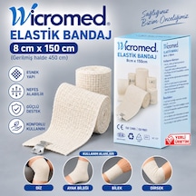 Wicromed Elastik Bandaj 8x150 Cm Metal Klipsli Esnek Destek Bandajı 20 Adet