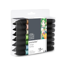 0290142 Promarker, Profesyonel Düzen Kalemi - 2 Uçlu, Çizimler, Tasarım Ve Düzenler İçin İnce Ve Geniş - 13 Renk Seti - Manga Fantasy
