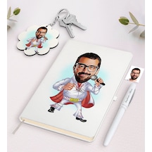 Kişiye Özel Elvis Presley Karikatürlü Beyaz Defter Kalem Ve Anaht