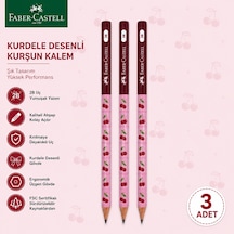 Faber-castell Cherry Desenli Kurşun Kalem 3 Adet 2b Yuvarlak Gövde Kırmızı