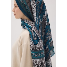 Mirsoy Scarf Almira Pamuk Etnik Desen Şal Petrol