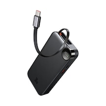 Mc-3870 10000mah 30w A+c Dijital Göstergeli Powerbank Dahili Usb-c Geri Çekilebilir Kablo Siyah