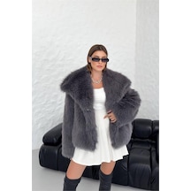 Kadın Yüksek Kalite İthal Kürk Mont Dpnbg037 Antrasit