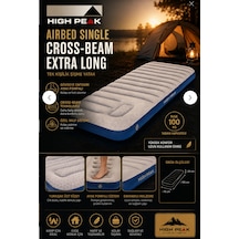 High Peak Airbed Single Cross-beam Extra Long Ayak Pompalı Tek Kişilik Şişme Yatak 195x75x20 Cm Beyaz - Mavi