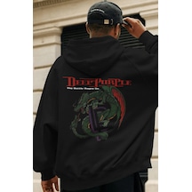 Sevbano Deep Purple Rock Metal Müzik Grubu Sırt Baskılı Unisex Oversize P Siyah